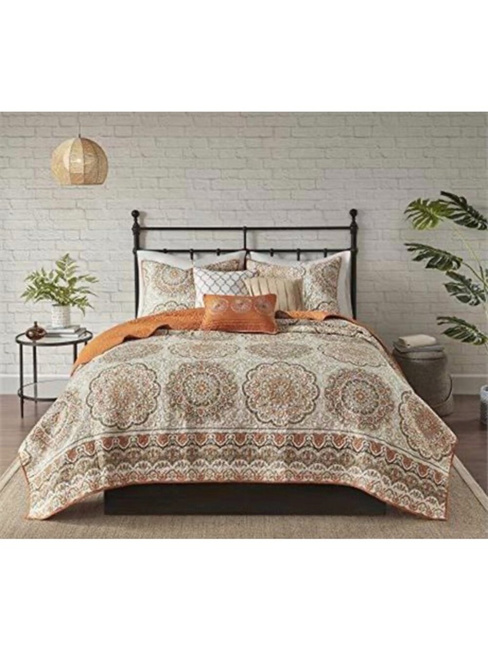 Madison Park Quilt Set Full/Queen 6-Piece Medallion Print With Shams & Decorativ